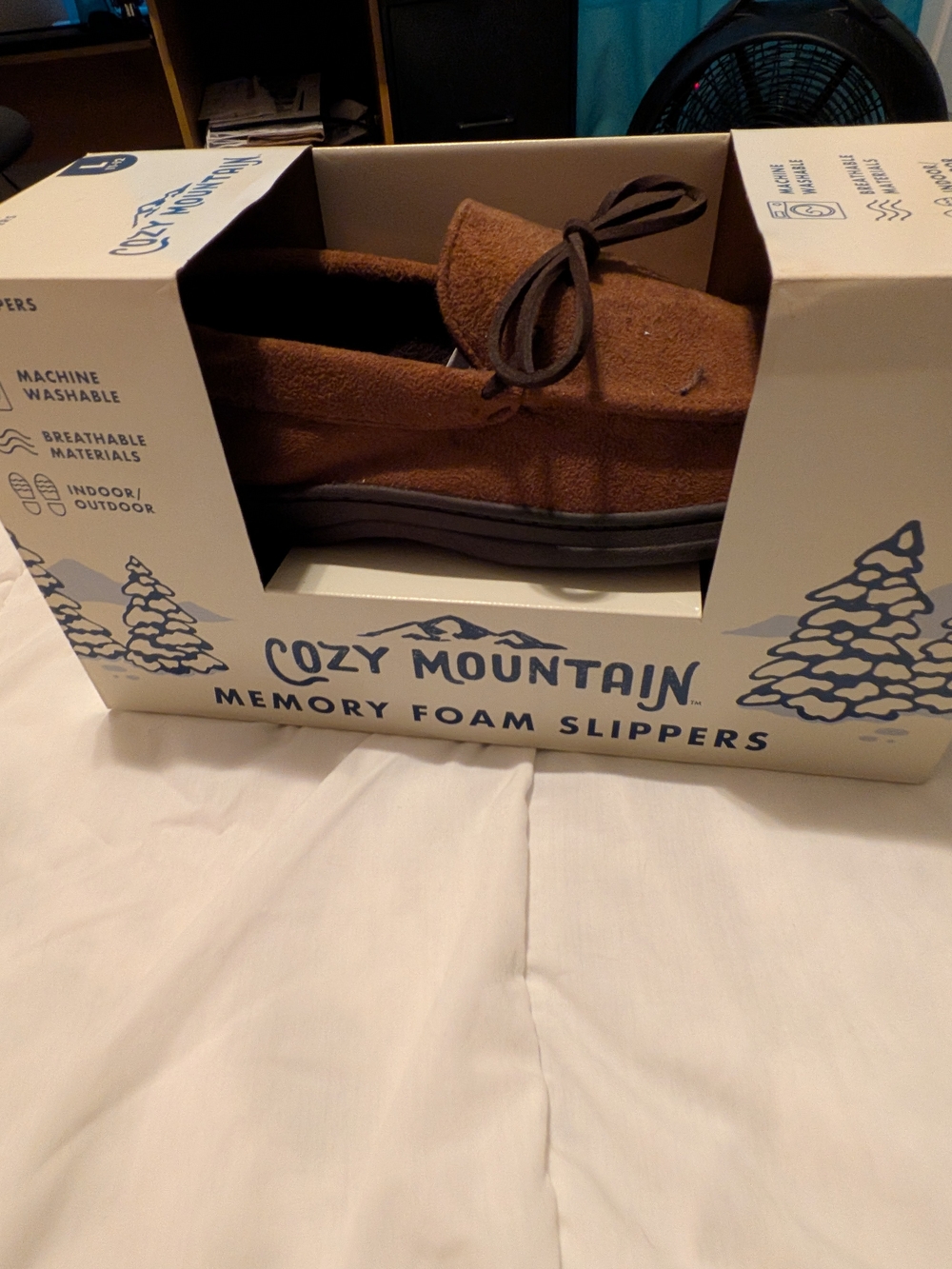 Men’s Brown Memory Foam Slip-On Slippers